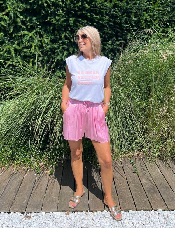 Short satijn roze