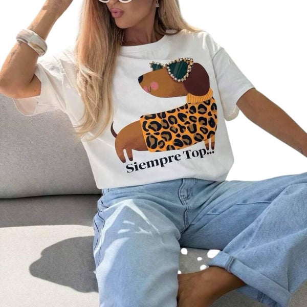 t-shirt teckel siempre top