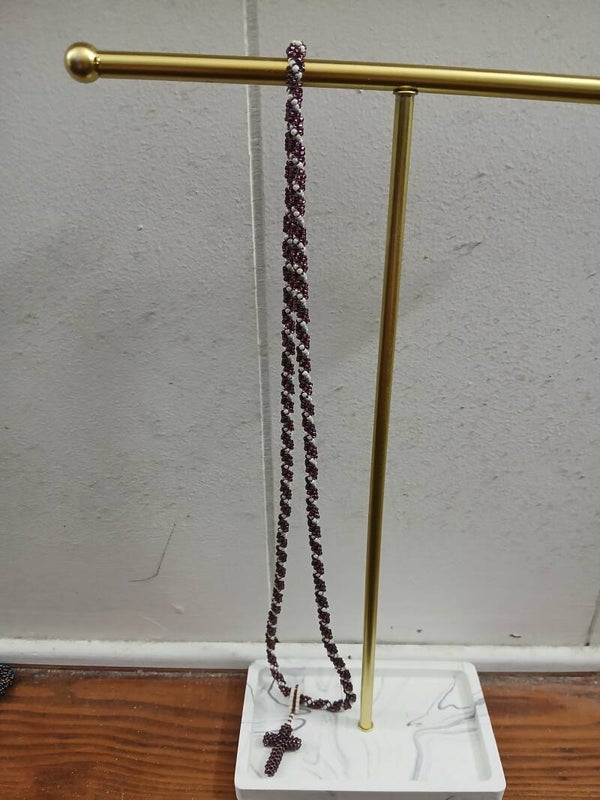 Hand made beaded necklace and cross pendent