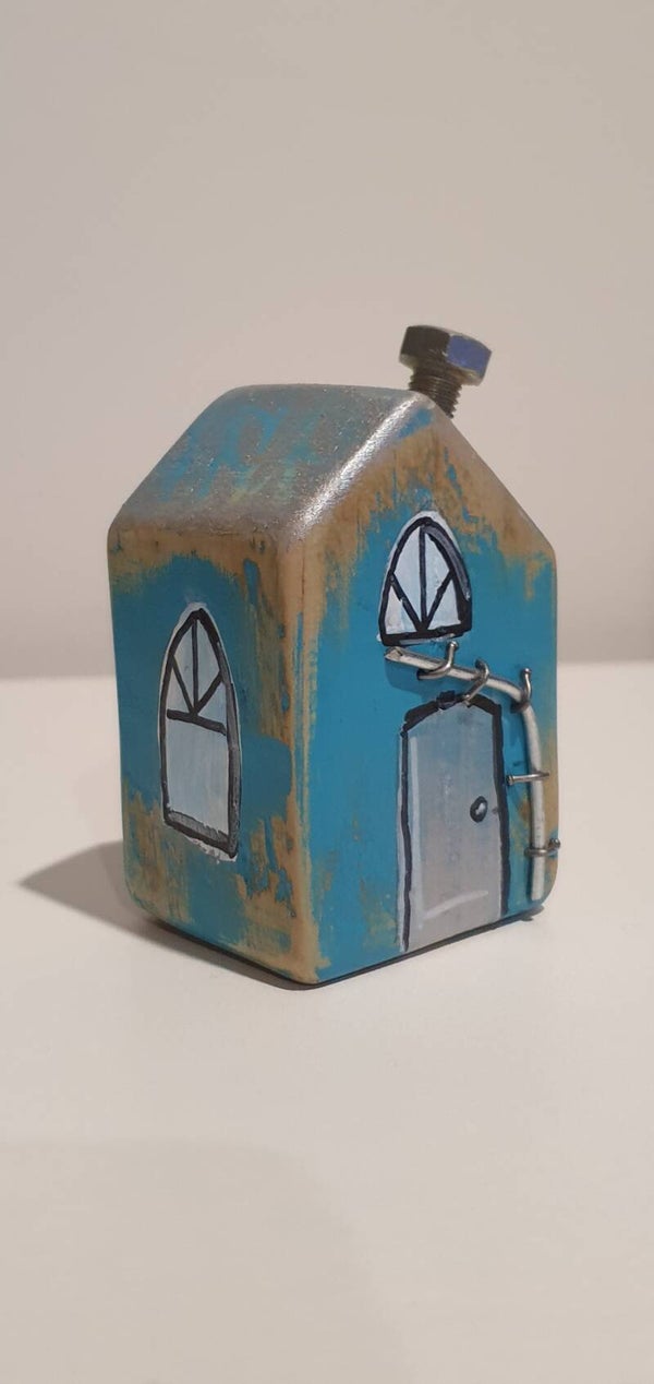 Wooden Houses - Teal Silver Leaf S (10)