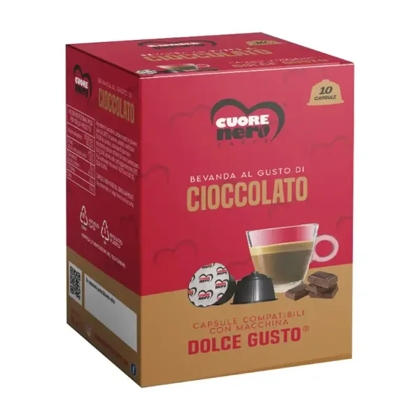Cuore Nero Capsule Aromatizzate Compatibili DOLCE GUSTO Cioccolato 10pz