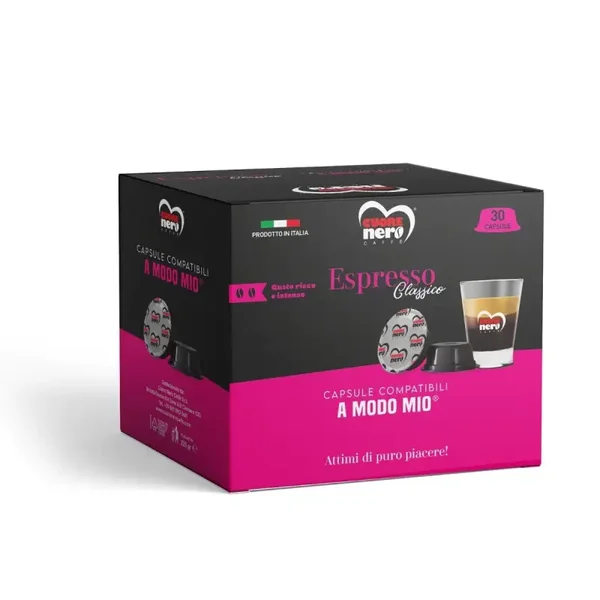 Cuore Nero Capsule Caffè compatibili A MODO MIO 30pz