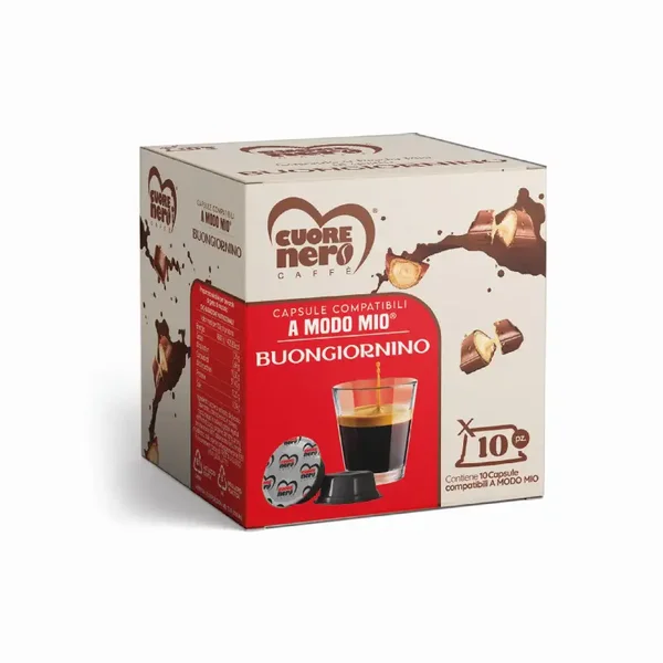 Cuore Nero Capsule Aromatizzate compatibili A MODO MIO Buongiornino gusto Nocciola 10pz