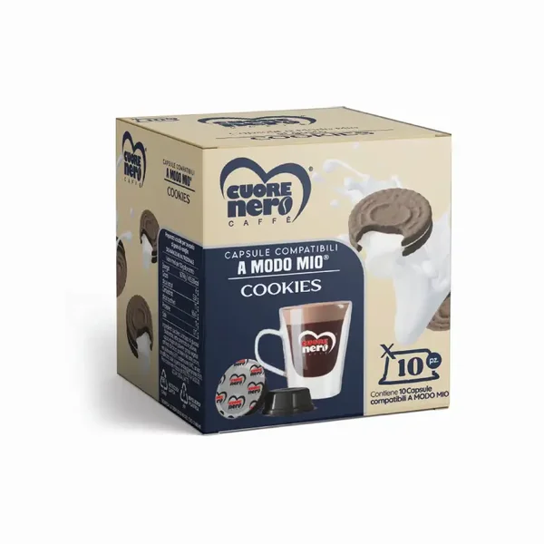 Cuore Nero Capsule Aromatizzate compatibili A MODO MIO Cookies gusto Vaniglia 10pz