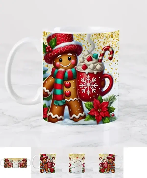 Tasse de Noël bonhomme pain d'épices céramique blanc