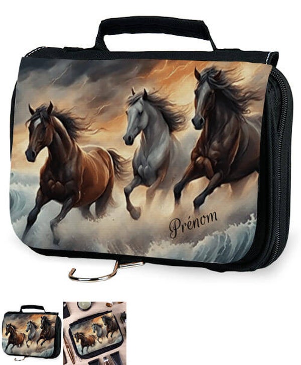 Trousse de Toilette Personnalisé Cheval avec Prénom