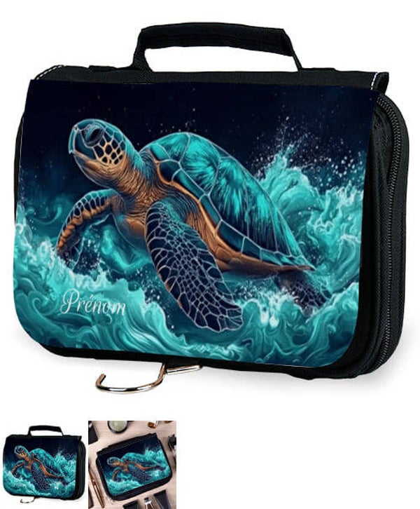 Trousse de Toilette Personnalisé Tortue avec Prénom