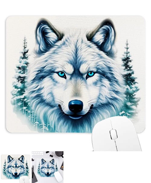 Tapis de Souris personnalisé Loup Blanc