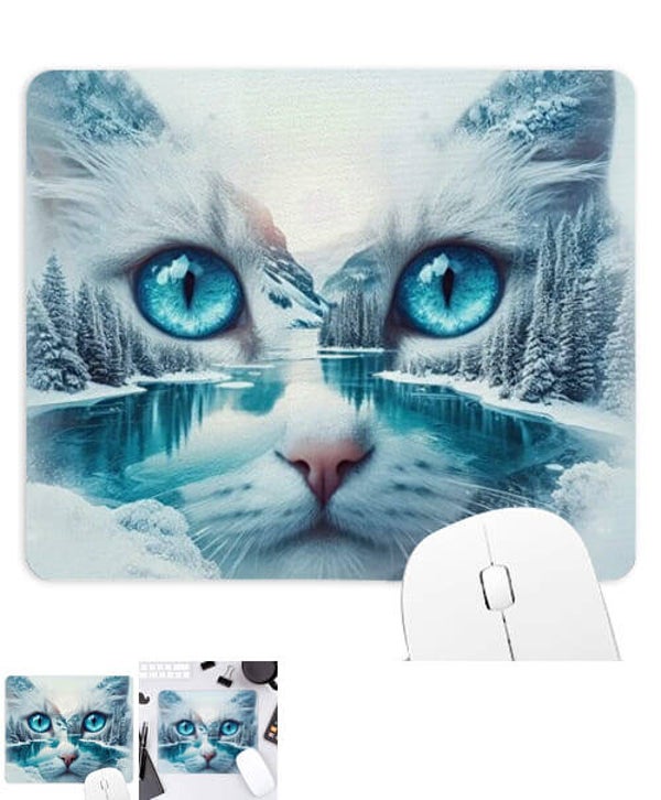 Tapis de Souris Personnalisé chat blanc