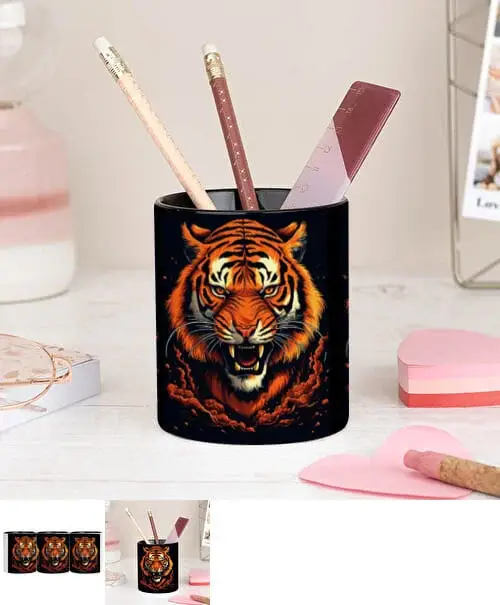 Pot à crayon personnalisé tigre