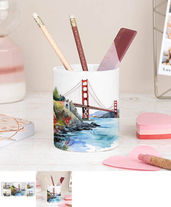 Pot à Crayon Personnalisé Pont Golden Gate