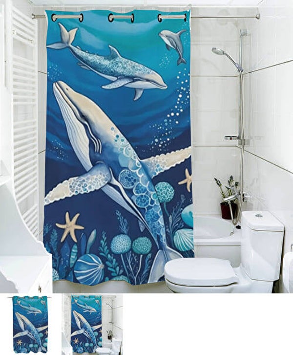 Rideau de Douche Personnalisé Baleines