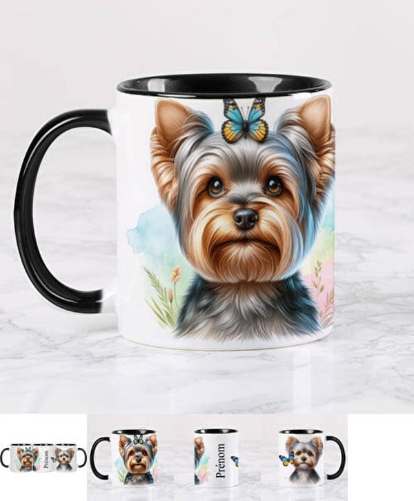 Mug chien Yorkshire  céramique noir