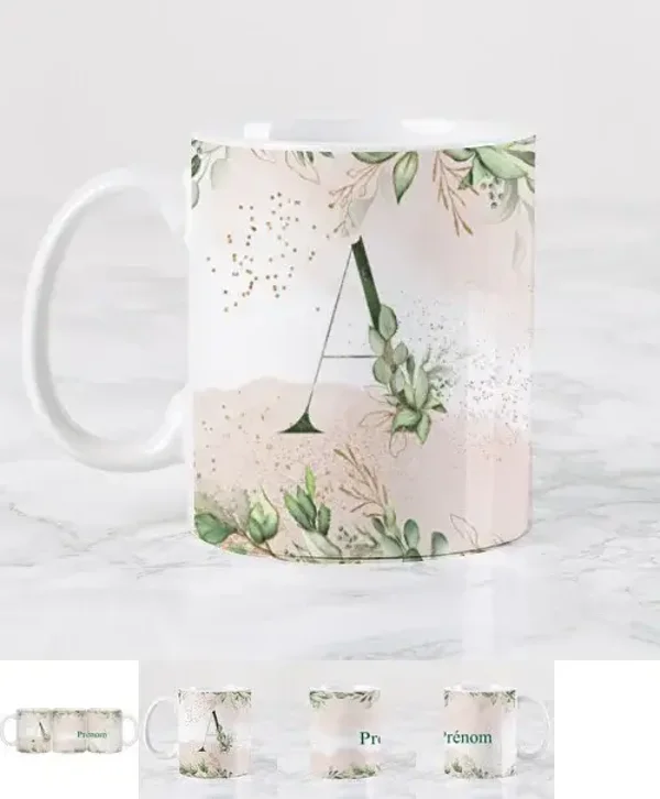 Tasse à café Lettre Monogramme Initiales céramique