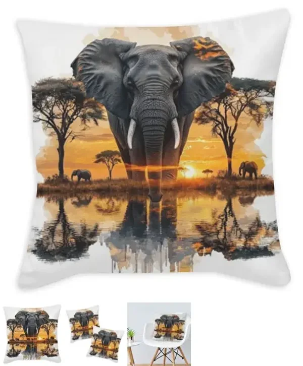 Coussin décoratif de luxe éléphant tissu blanc / 35x35 cm / 45x45 cm / 55x55 cm