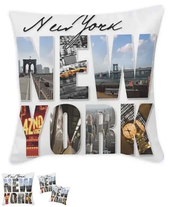 Coussin Décoratif New York tissu blanc / 35x35 cm / 45x45 cm / 55x55 cm