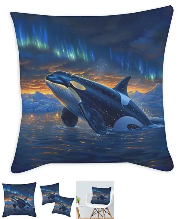 Coussin décoratif Orque tissu bleu / 35x35 cm / 45x45 cm / 55x55 cm