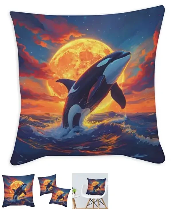 Coussin imprimé orca tissu bleu / 35x35 cm / 45x45 cm / 55x55 cm