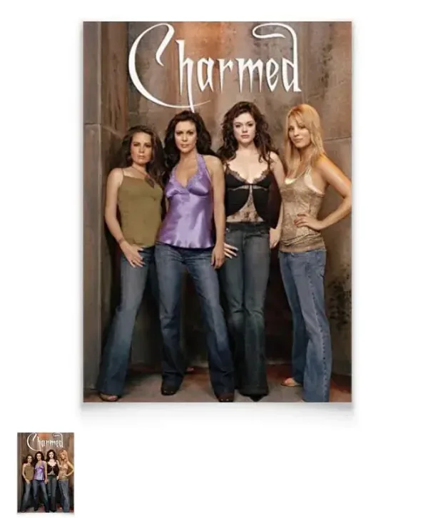 Affiche saison 8 de Charmed avec Kaley Cuoco