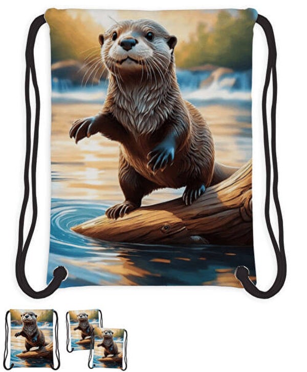 sac à cordon Loutres mignonnes et adorables 34 x 42 cm