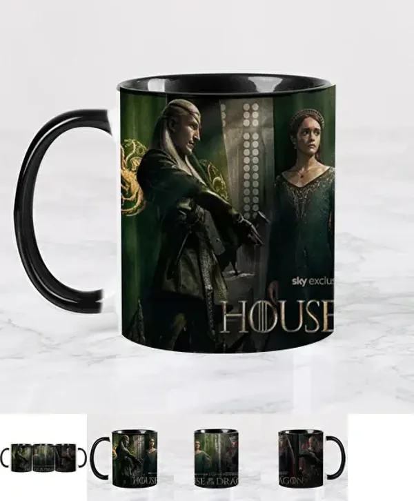 tasse à café en céramique Game of Thrones - 325 ml, avec motif doré, parfaite pour la décoration de la maison et du bureau, lavage à la main uniquement, réutilisable, idéale pour Noël, Thanksgiving, cadeaux de remise de diplôme, accessoires de bar à café