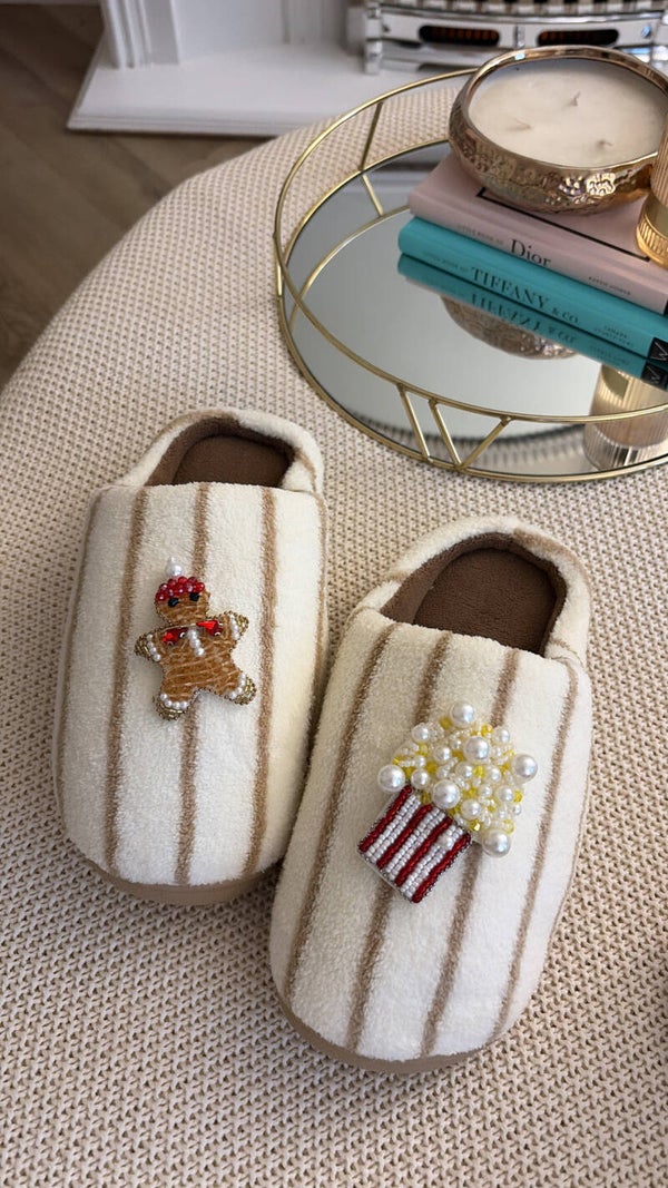 Gingerbread & popcorn slippers