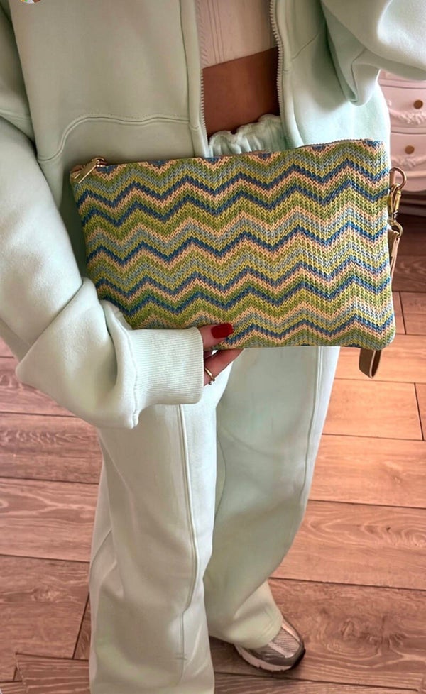 Green zig zag pouch