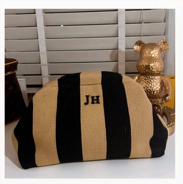 Brown & black stripe clutch
