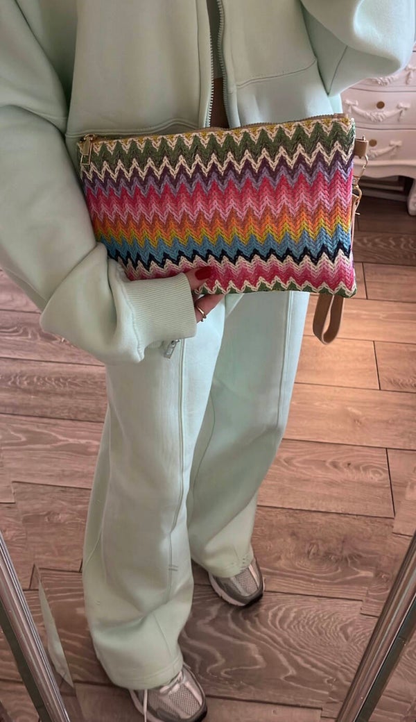 Rainbow zig zag pouch