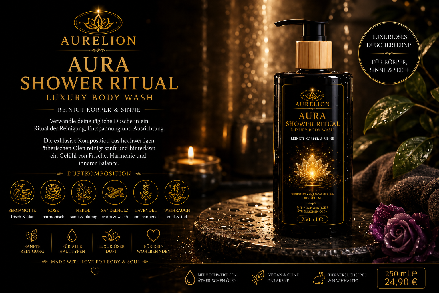 AURELION – AURA SHOWER RITUAL  Luxury Body Wash – 250 ml