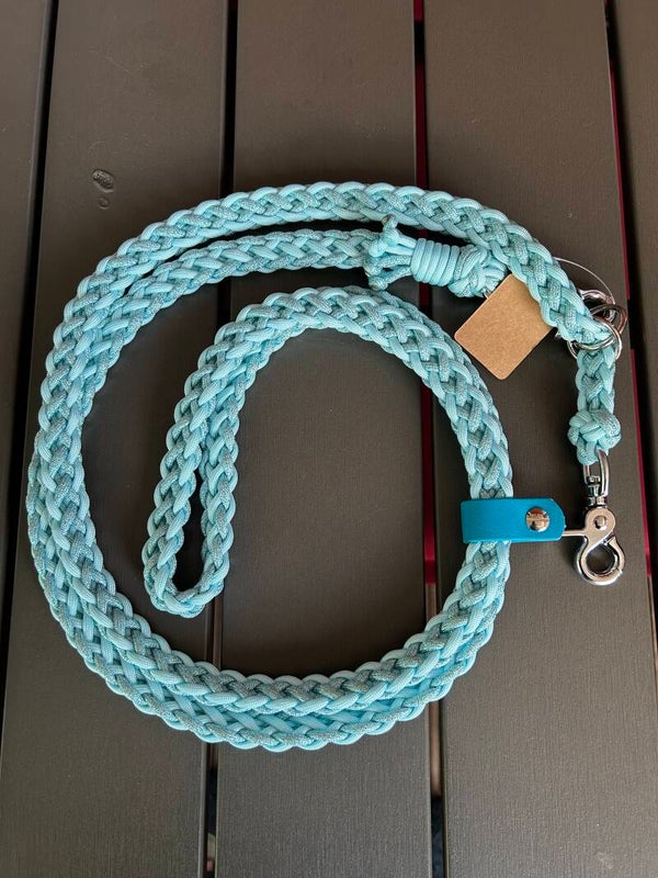 Flat Leash individuell verstellbar 2m eisblau Glitzer