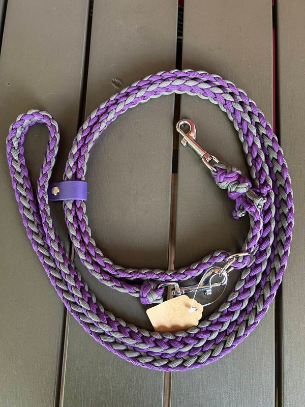Flat Leash individuell verstellbar 2m lila grau