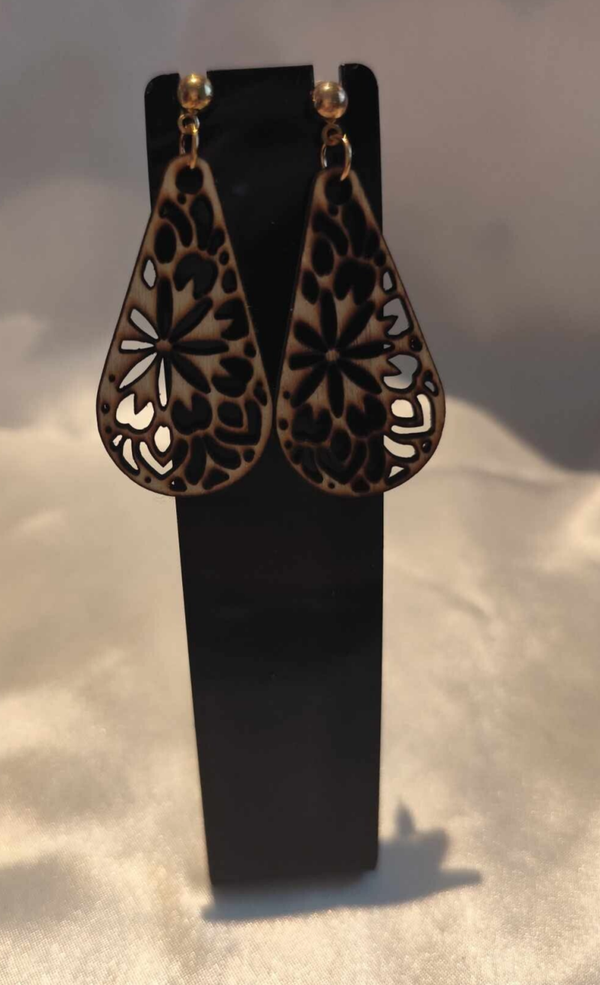 Blumen Design Ohrringe Holz