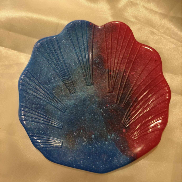 Muschel Schmuckschale Blau & Rot
