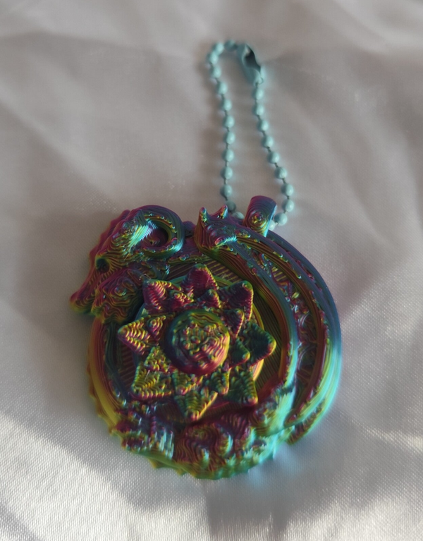 Blumen Drachen Spinner Multichrom mit Hellblauem Anhänger