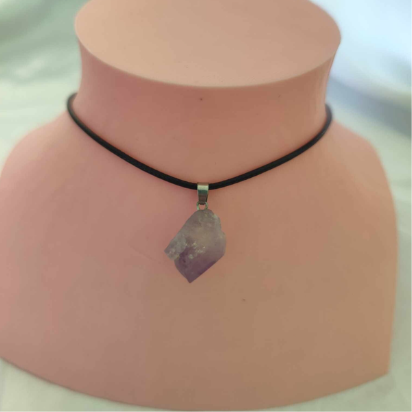 Amethyst Cluster Halskette Kunstleder