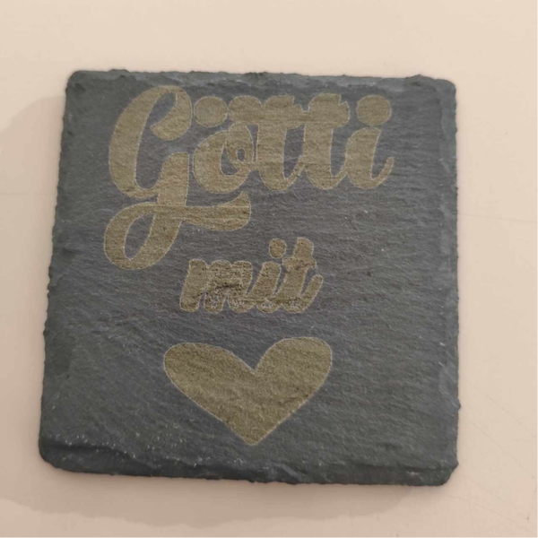 Götti mit Herz Schiefer Untersetzer