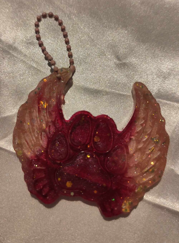 Engelspfote Schlüsselanhänger Rot & Rosa mit Glitzer