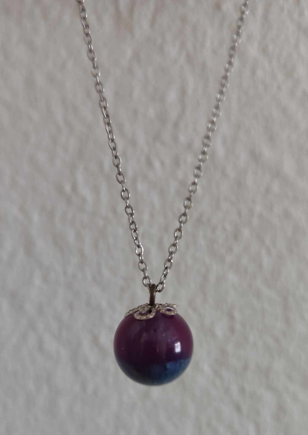 Epoxy Kette mit Silberkette Lila & Blau