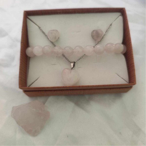 Rosenquarz Schmuck Set