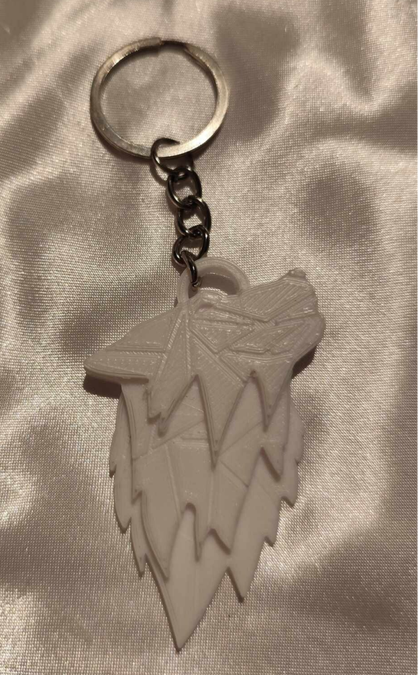 Geometric Wolfkopf Schlüsselanhänger Weiss