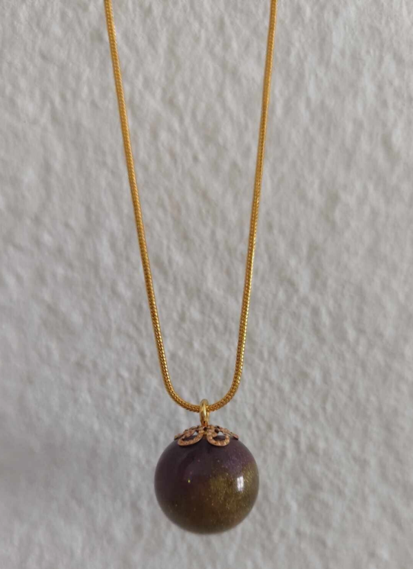 Epoxy Kette mit Goldkette Gold & Lila