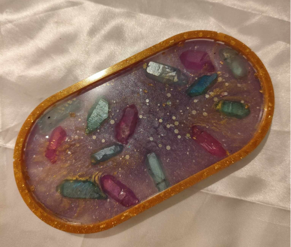 Schmuckschale Oval mit Edelsteinen