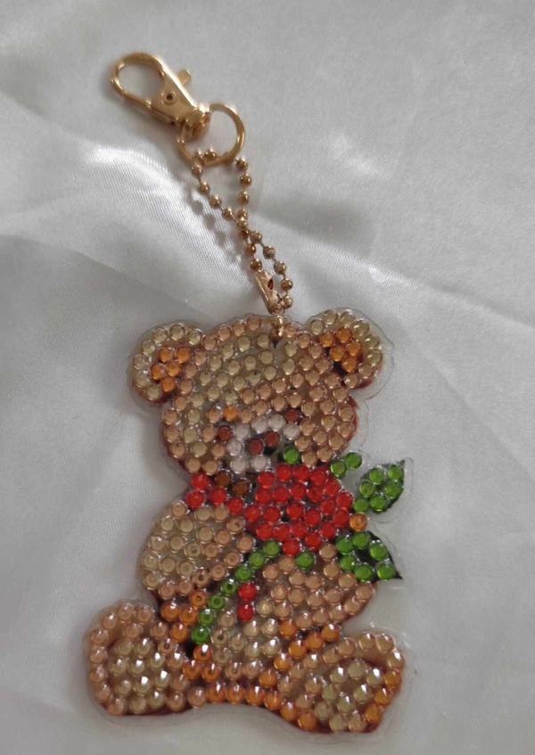Teddybär Schlüsselanhänger mit Rose