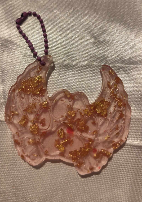 Engelspfote Schlüsselanhänger Rosa mit Goldflocken