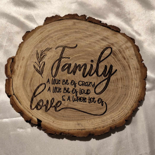 Family Dekoscheibe mit Rinde