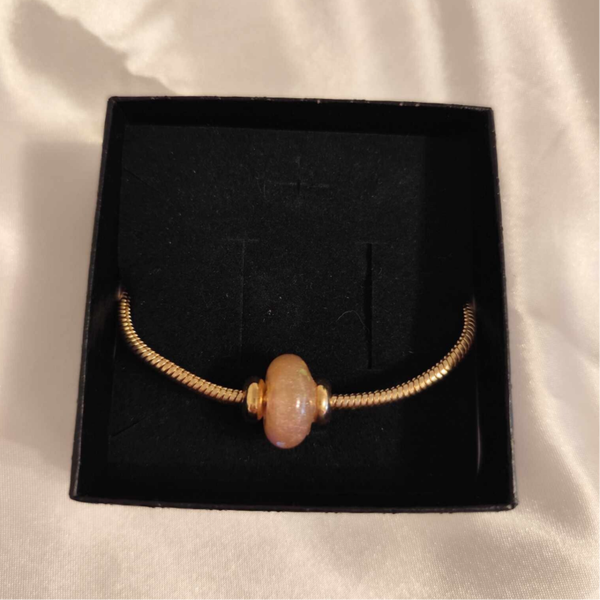 Armkette Gold mit Pfirsich Perle