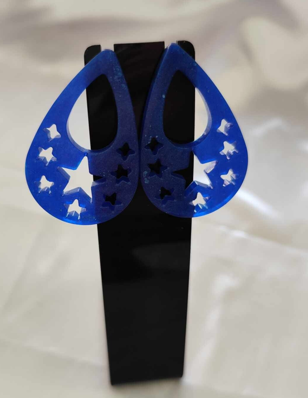 Tropfen Ohrringe Stern Blau