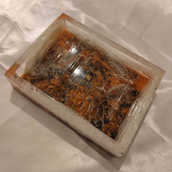 Seifenschale Orange mit Schlangenhaut