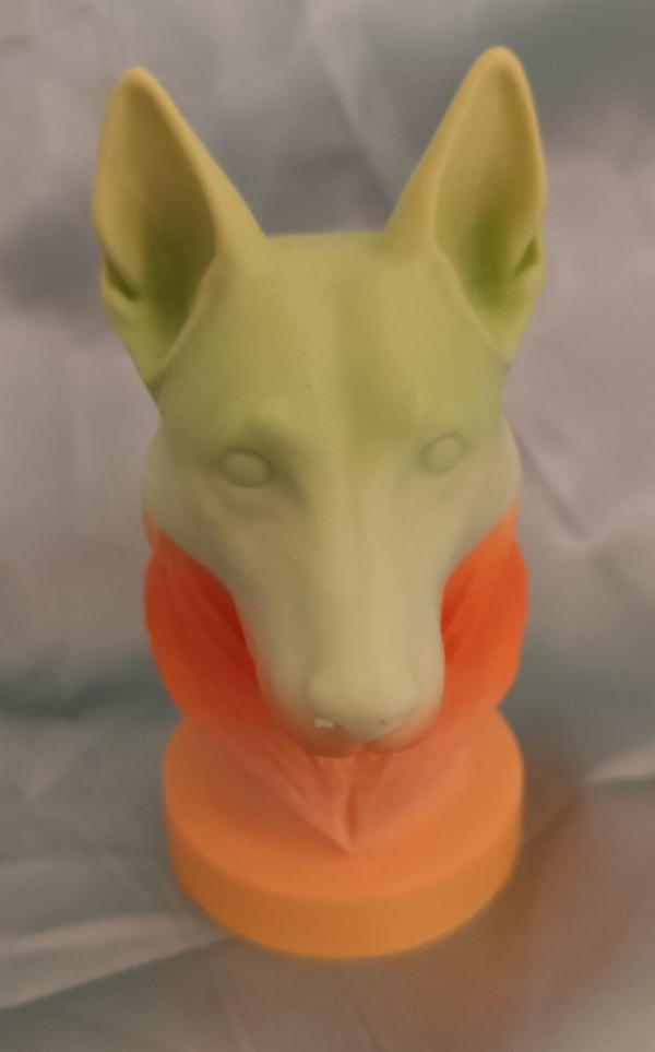 Deutscher Schäferhund Büste Orange/Grün/Gelb